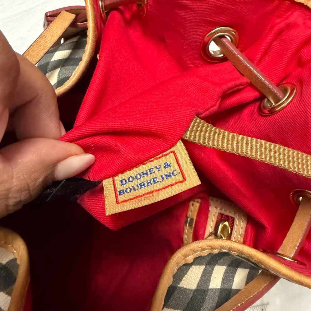 Donney & Bourke Checkered Drawstring Bucket Bag - image 8